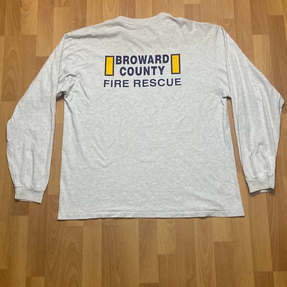 Vintage Broward County Fire Rescue Long Sleeve Shirt Single Stitch Men Made USA